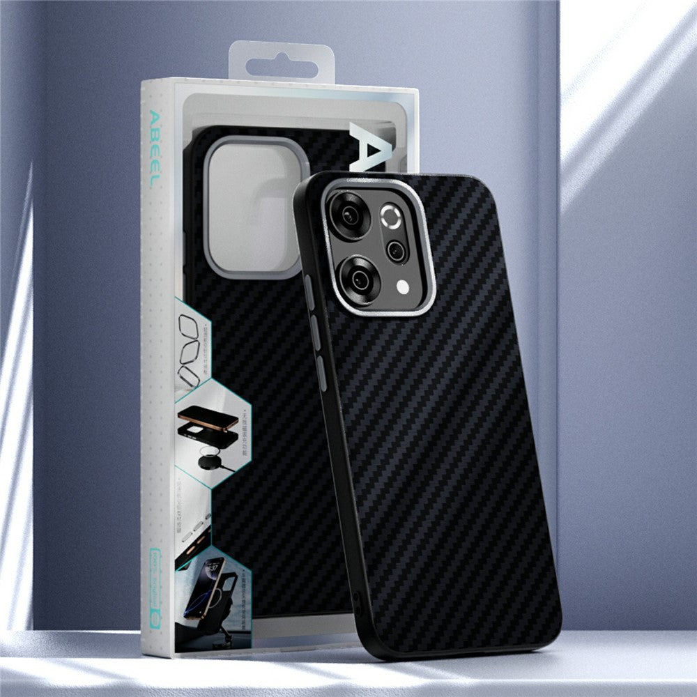 ABEEL For Oppo Reno14 Pro 5G (Global) Case Compatible with MagSafe Carbon Fiber Texture Back Cover - Black / Blue