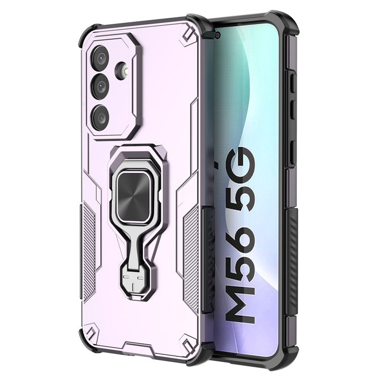 For Samsung Galaxy M56 5G Case Rotatable Ring Kickstand PC + TPU Shockproof Phone Cover - Purple