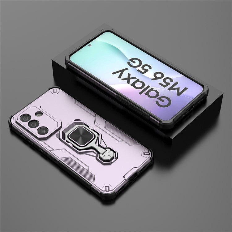 For Samsung Galaxy M56 5G Case Rotatable Ring Kickstand PC + TPU Shockproof Phone Cover - Purple
