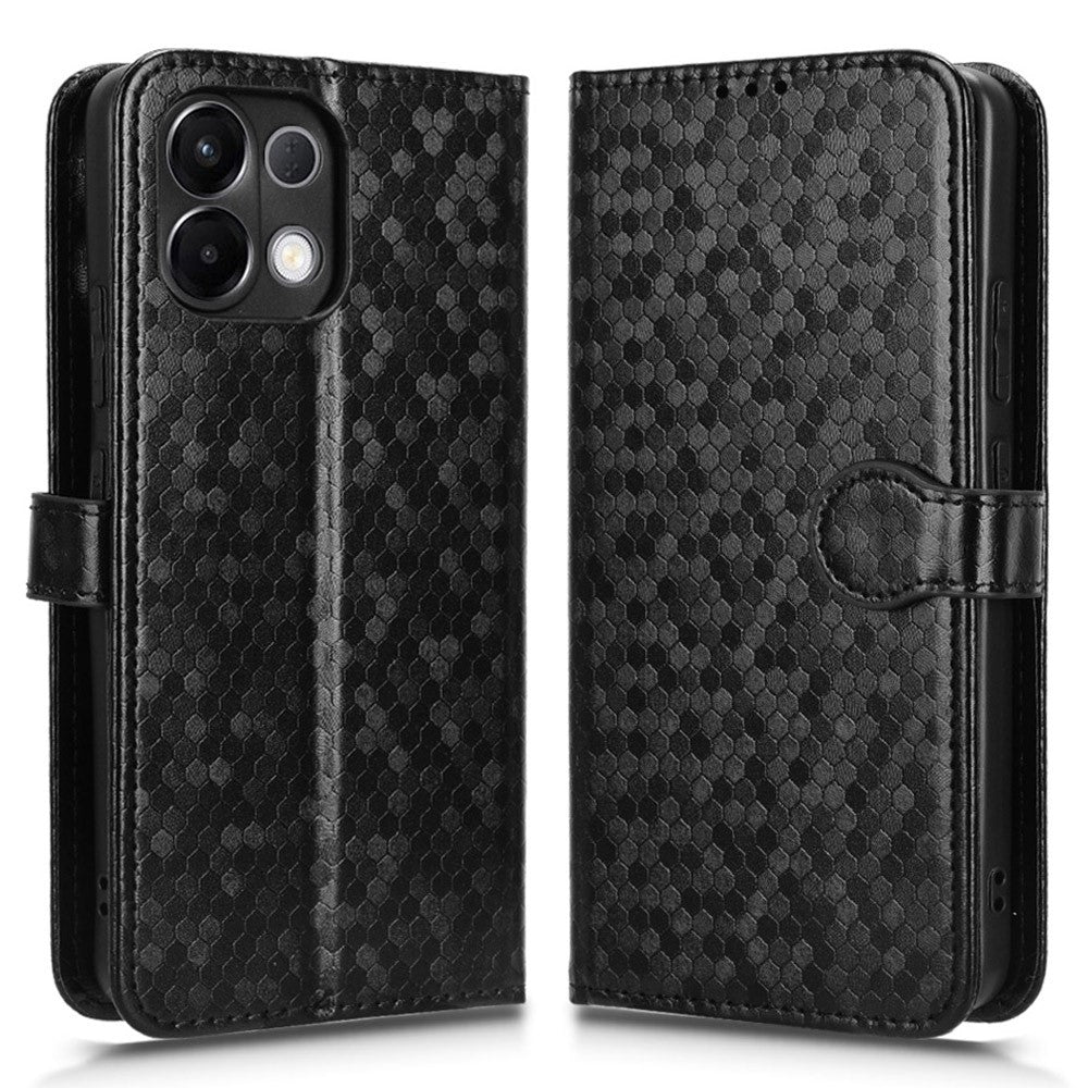 For Oppo K13 5G / K12s Wallet Case Dot Pattern Imprint PU Leather Phone Cover - Black
