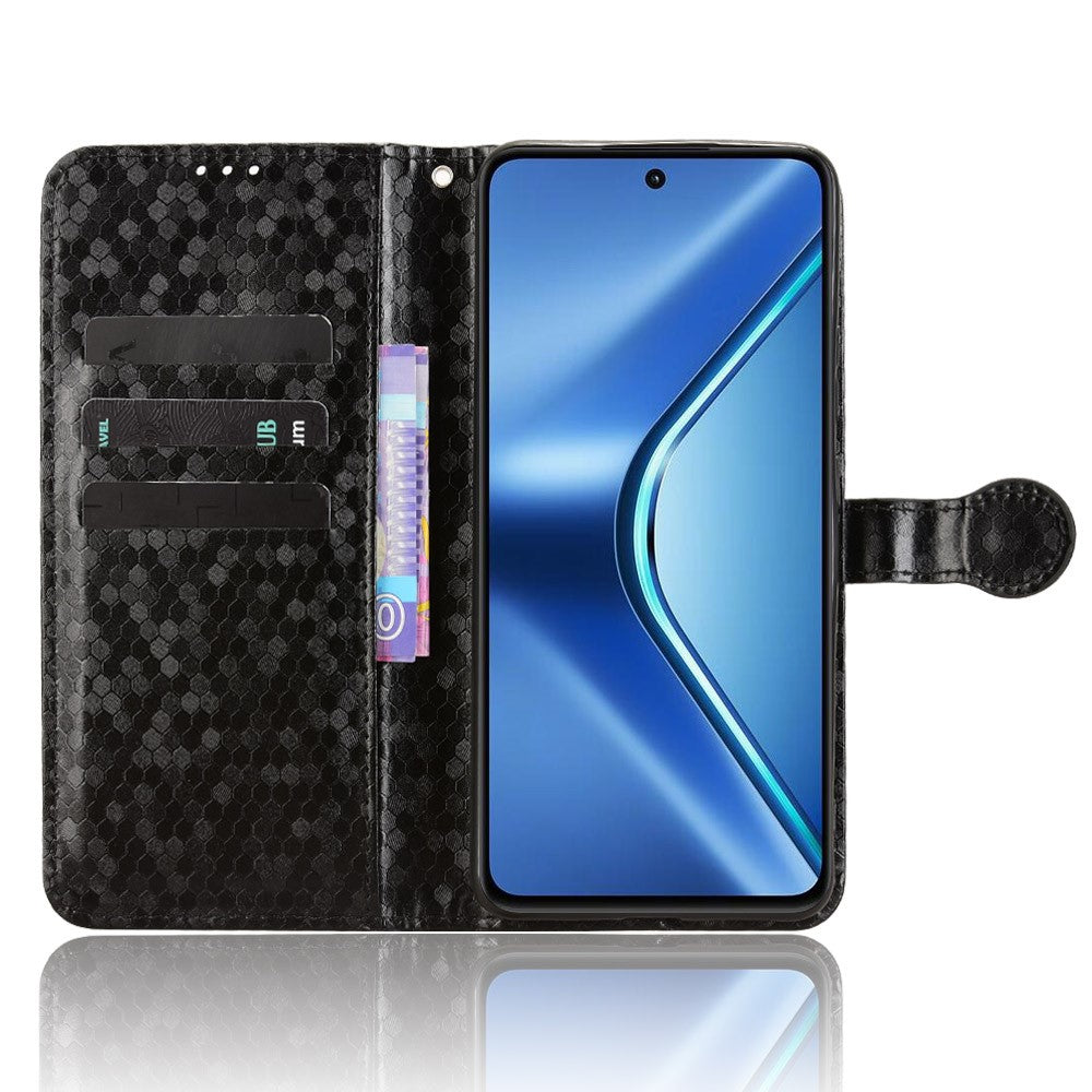 For Oppo K13 5G / K12s Wallet Case Dot Pattern Imprint PU Leather Phone Cover - Black