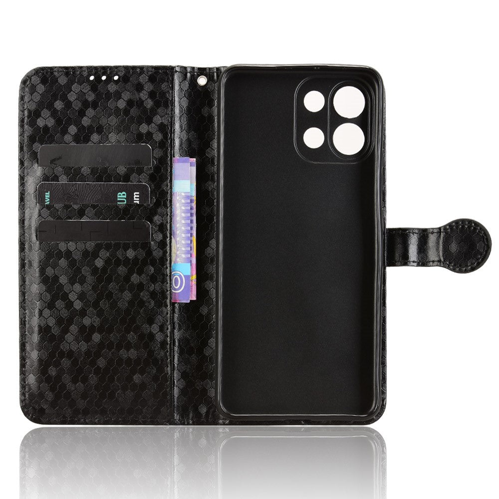 For Oppo K13 5G / K12s Wallet Case Dot Pattern Imprint PU Leather Phone Cover - Black
