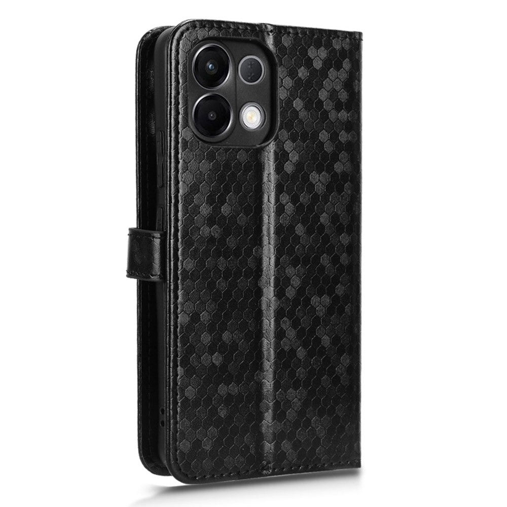 For Oppo K13 5G / K12s Wallet Case Dot Pattern Imprint PU Leather Phone Cover - Black
