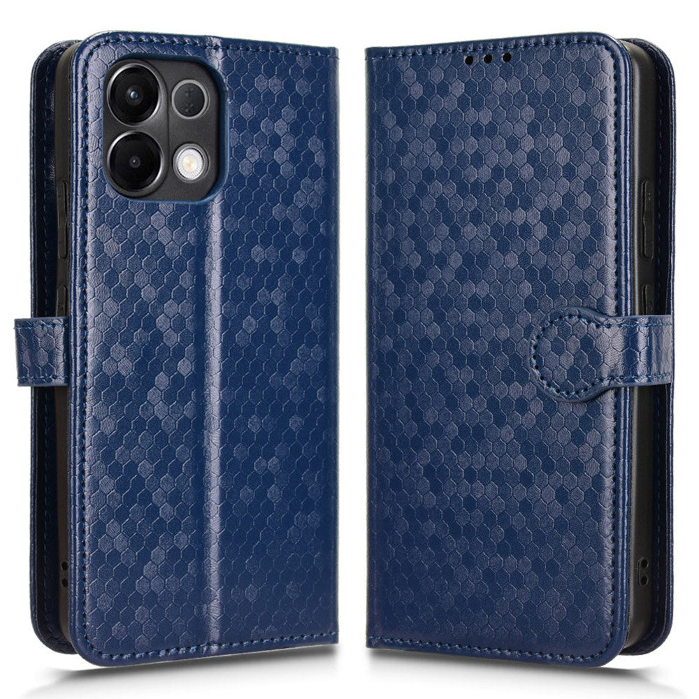 For Oppo K13 5G / K12s Wallet Case Dot Pattern Imprint PU Leather Phone Cover - Dark Blue