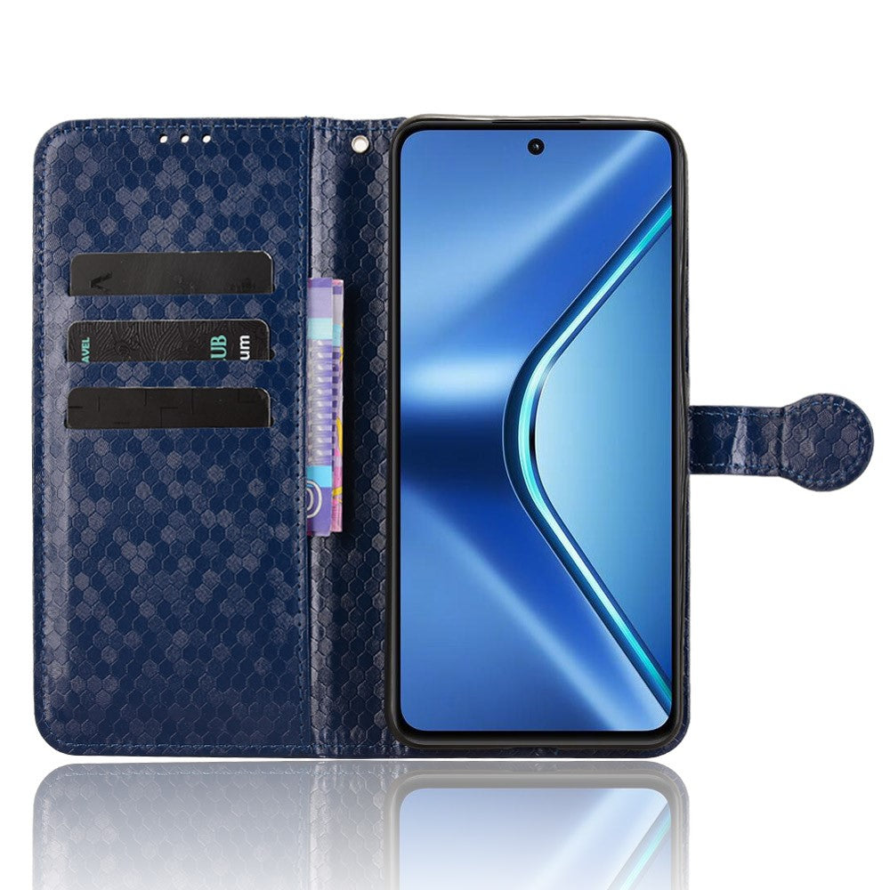 For Oppo K13 5G / K12s Wallet Case Dot Pattern Imprint PU Leather Phone Cover - Dark Blue