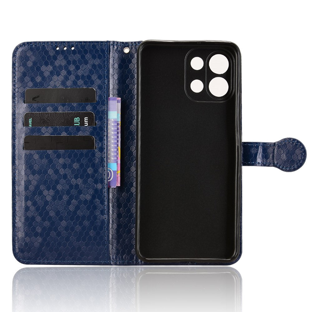 For Oppo K13 5G / K12s Wallet Case Dot Pattern Imprint PU Leather Phone Cover - Dark Blue