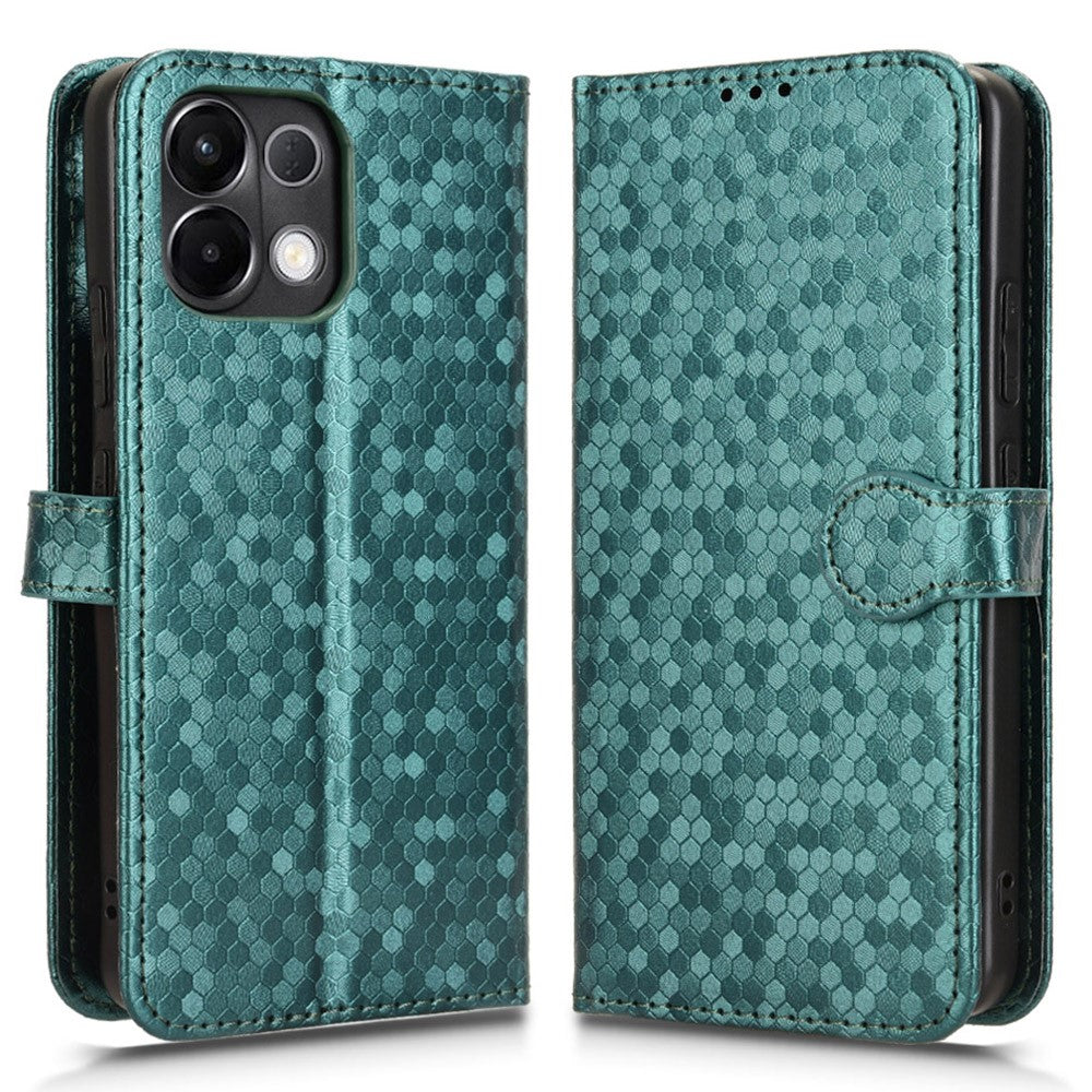 For Oppo K13 5G / K12s Wallet Case Dot Pattern Imprint PU Leather Phone Cover - Green
