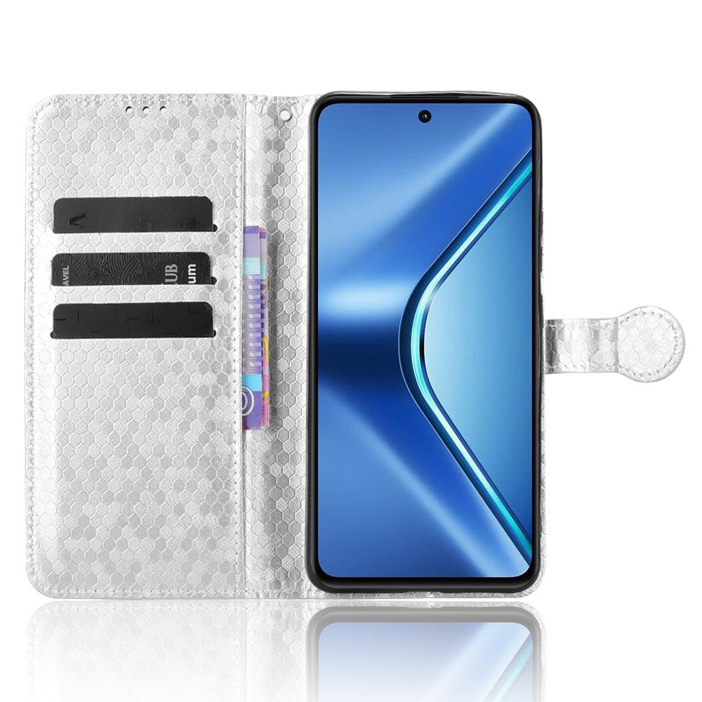 For Oppo K13 5G / K12s Wallet Case Dot Pattern Imprint PU Leather Phone Cover - Silver