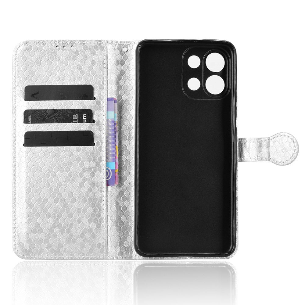 For Oppo K13 5G / K12s Wallet Case Dot Pattern Imprint PU Leather Phone Cover - Silver