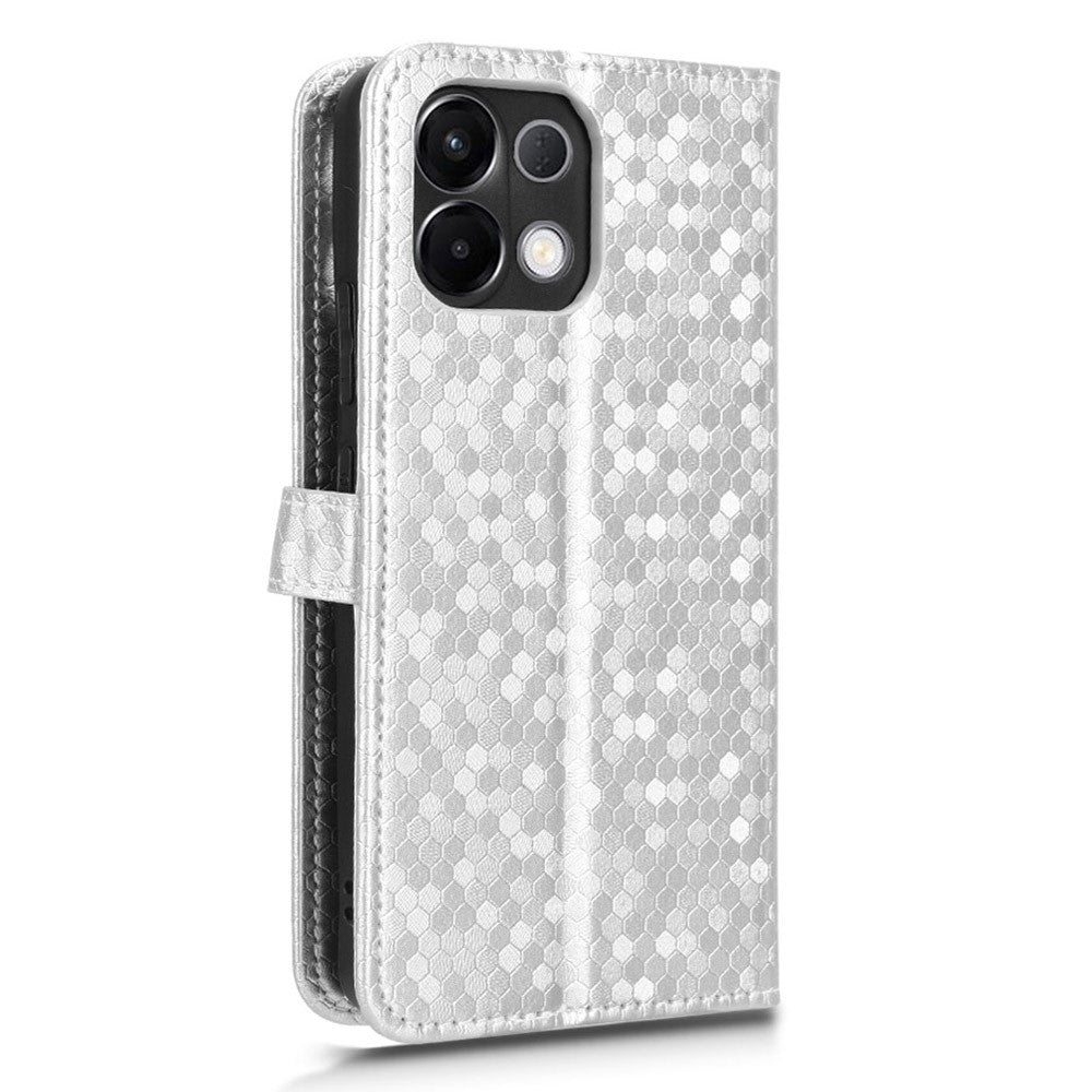 For Oppo K13 5G / K12s Wallet Case Dot Pattern Imprint PU Leather Phone Cover - Silver
