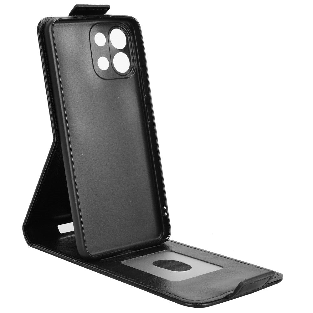 For Oppo K13 5G / K12s Stand Case Magnetic Clasp Vertical Flip Leather Phone Cover with Card Holder - Black