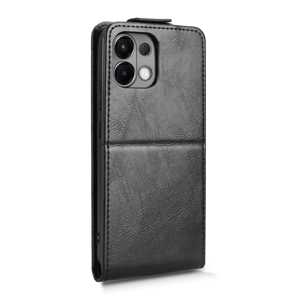 For Oppo K13 5G / K12s Stand Case Magnetic Clasp Vertical Flip Leather Phone Cover with Card Holder - Black