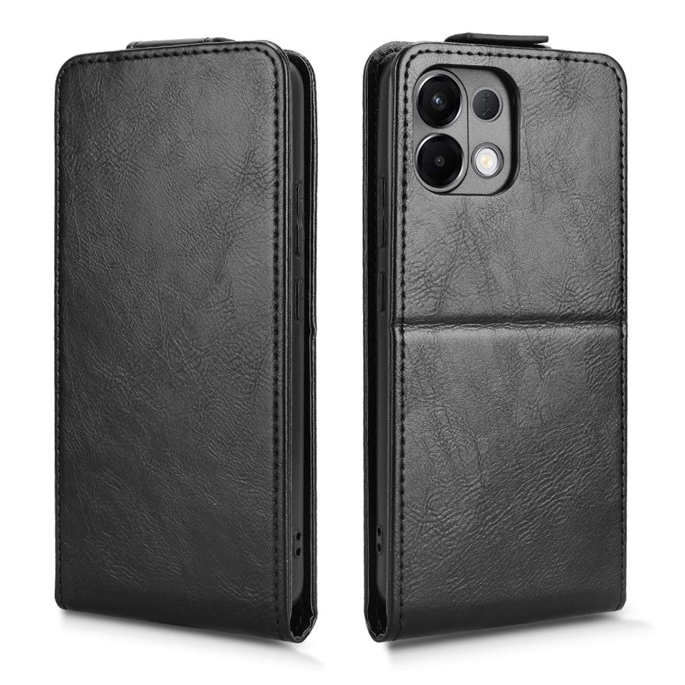 For Oppo K13 5G / K12s Stand Case Magnetic Clasp Vertical Flip Leather Phone Cover with Card Holder - Black
