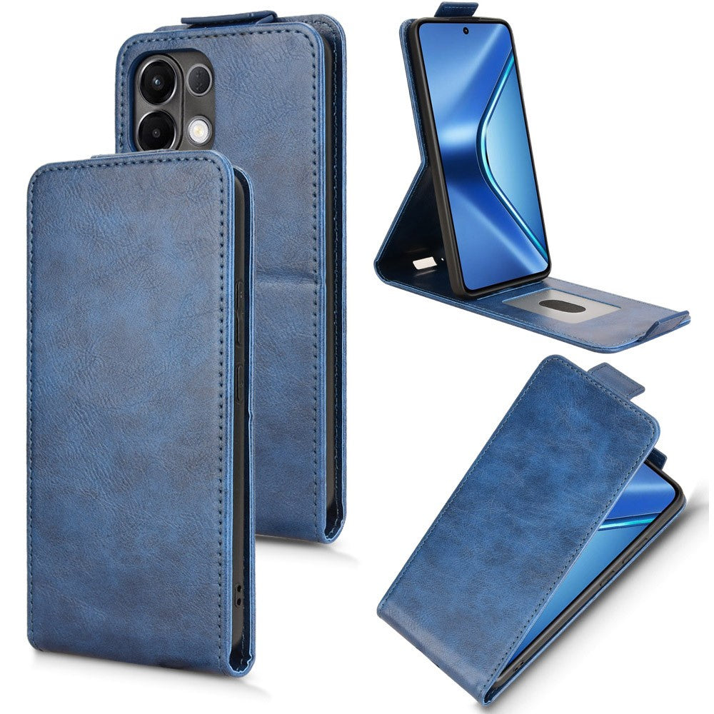 For Oppo K13 5G / K12s Stand Case Magnetic Clasp Vertical Flip Leather Phone Cover with Card Holder - Dark Blue