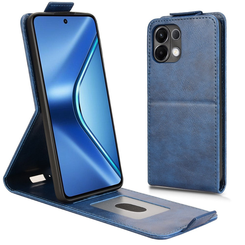 For Oppo K13 5G / K12s Stand Case Magnetic Clasp Vertical Flip Leather Phone Cover with Card Holder - Dark Blue