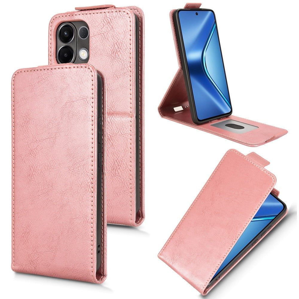 For Oppo K13 5G / K12s Stand Case Magnetic Clasp Vertical Flip Leather Phone Cover with Card Holder - Rose Gold