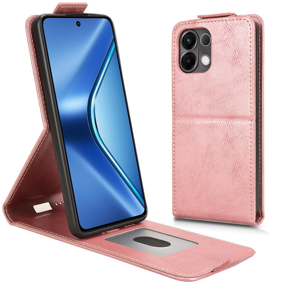 For Oppo K13 5G / K12s Stand Case Magnetic Clasp Vertical Flip Leather Phone Cover with Card Holder - Rose Gold