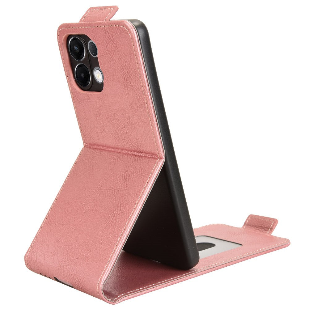 For Oppo K13 5G / K12s Stand Case Magnetic Clasp Vertical Flip Leather Phone Cover with Card Holder - Rose Gold
