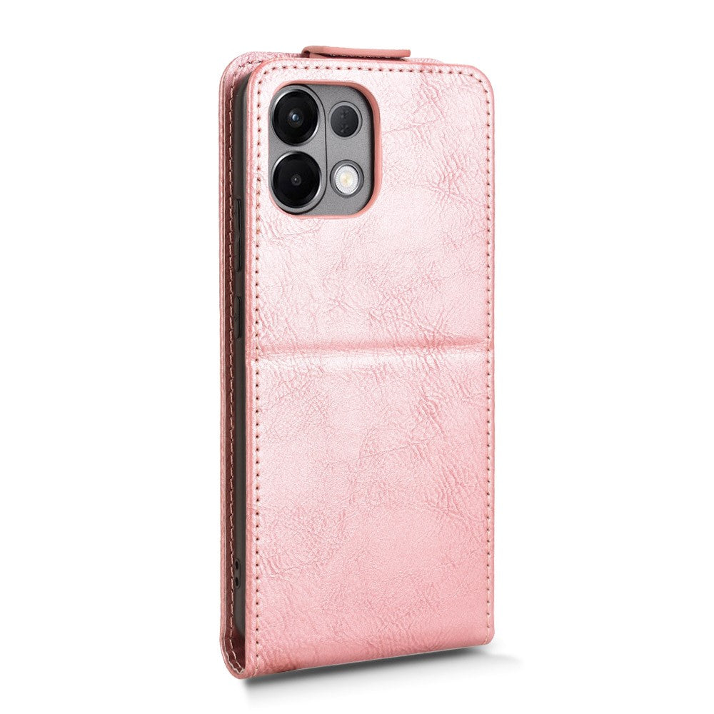 For Oppo K13 5G / K12s Stand Case Magnetic Clasp Vertical Flip Leather Phone Cover with Card Holder - Rose Gold