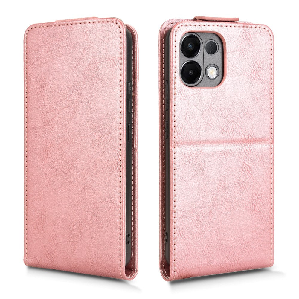 For Oppo K13 5G / K12s Stand Case Magnetic Clasp Vertical Flip Leather Phone Cover with Card Holder - Rose Gold