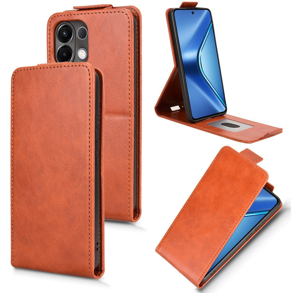 For Oppo K13 5G / K12s Stand Case Magnetic Clasp Vertical Flip Leather Phone Cover with Card Holder - Orange