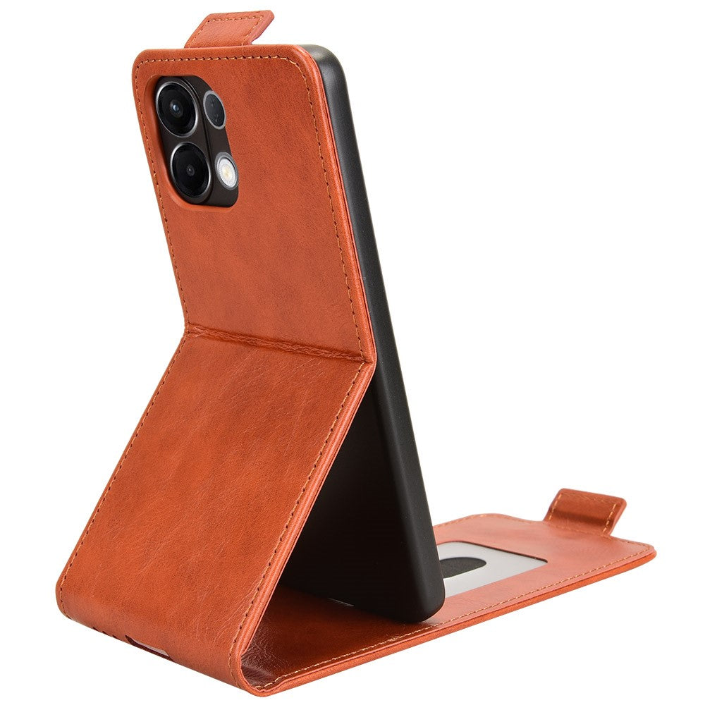 For Oppo K13 5G / K12s Stand Case Magnetic Clasp Vertical Flip Leather Phone Cover with Card Holder - Orange