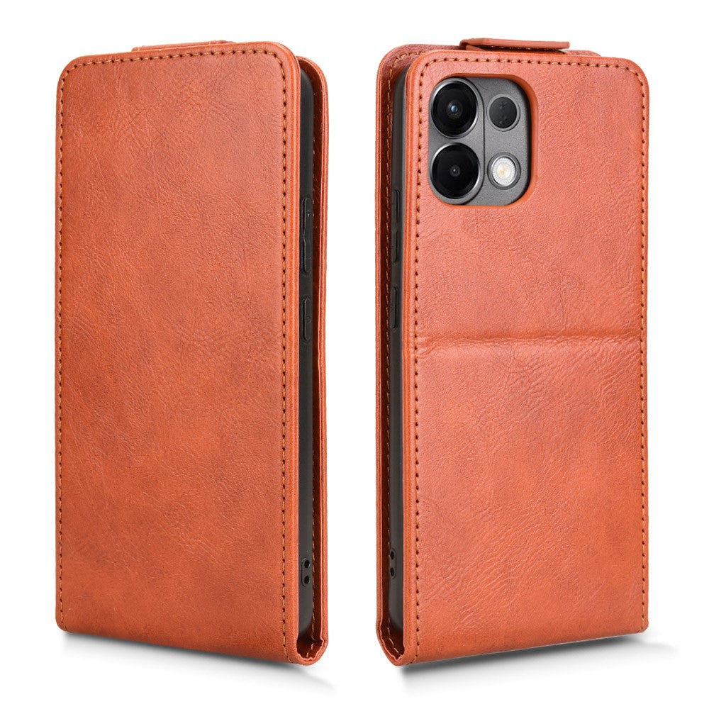 For Oppo K13 5G / K12s Stand Case Magnetic Clasp Vertical Flip Leather Phone Cover with Card Holder - Orange