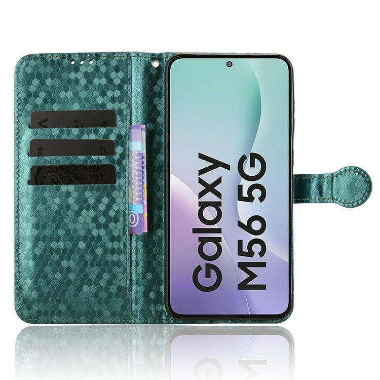For Samsung Galaxy M56 5G Wallet Case Dot Pattern Imprint PU Leather Phone Cover - Green