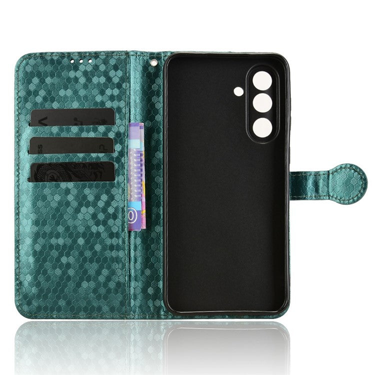 For Samsung Galaxy M56 5G Wallet Case Dot Pattern Imprint PU Leather Phone Cover - Green