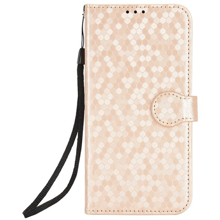 For Samsung Galaxy M56 5G Wallet Case Dot Pattern Imprint PU Leather Phone Cover - Rose Gold