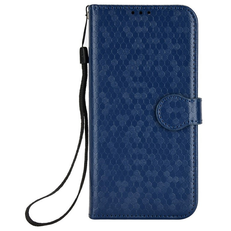 For Samsung Galaxy M56 5G Wallet Case Dot Pattern Imprint PU Leather Phone Cover - Dark Blue