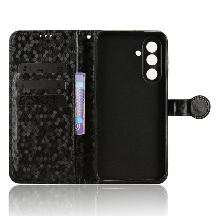 For Samsung Galaxy M56 5G Wallet Case Dot Pattern Imprint PU Leather Phone Cover - Black