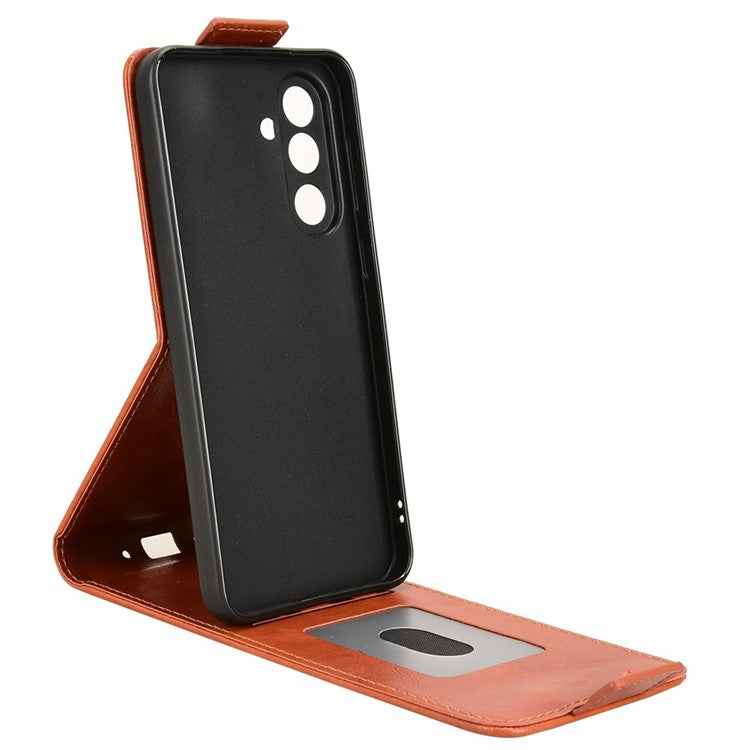 For Samsung Galaxy M56 5G Stand Case Magnetic Clasp Vertical Flip Leather Phone Cover with Card Holder - Orange
