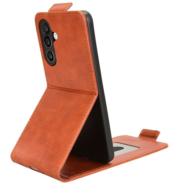For Samsung Galaxy M56 5G Stand Case Magnetic Clasp Vertical Flip Leather Phone Cover with Card Holder - Orange