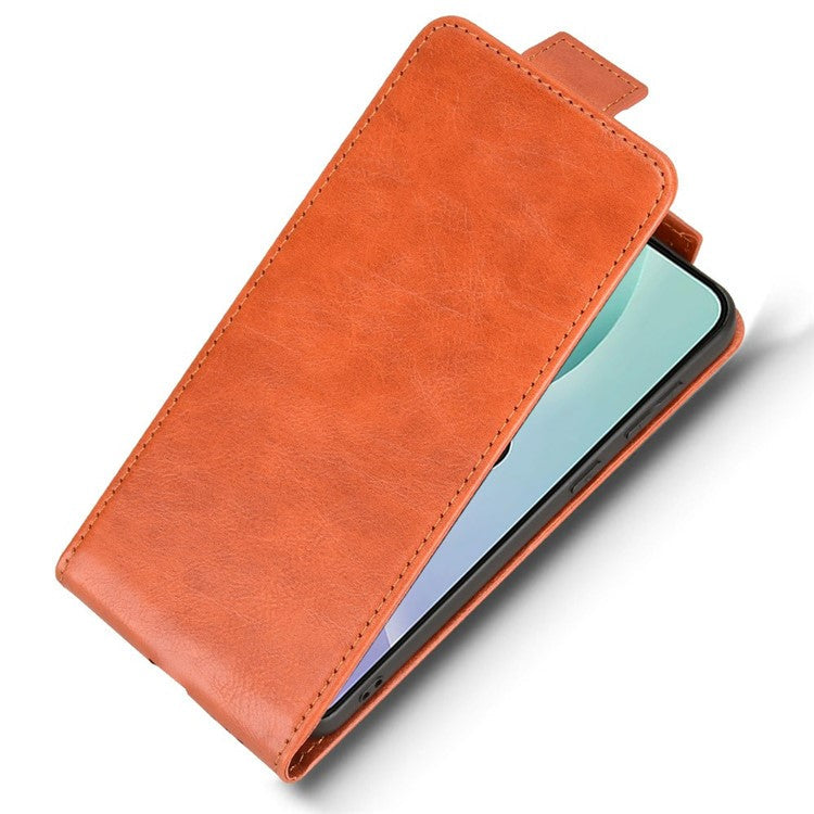 For Samsung Galaxy M56 5G Stand Case Magnetic Clasp Vertical Flip Leather Phone Cover with Card Holder - Orange