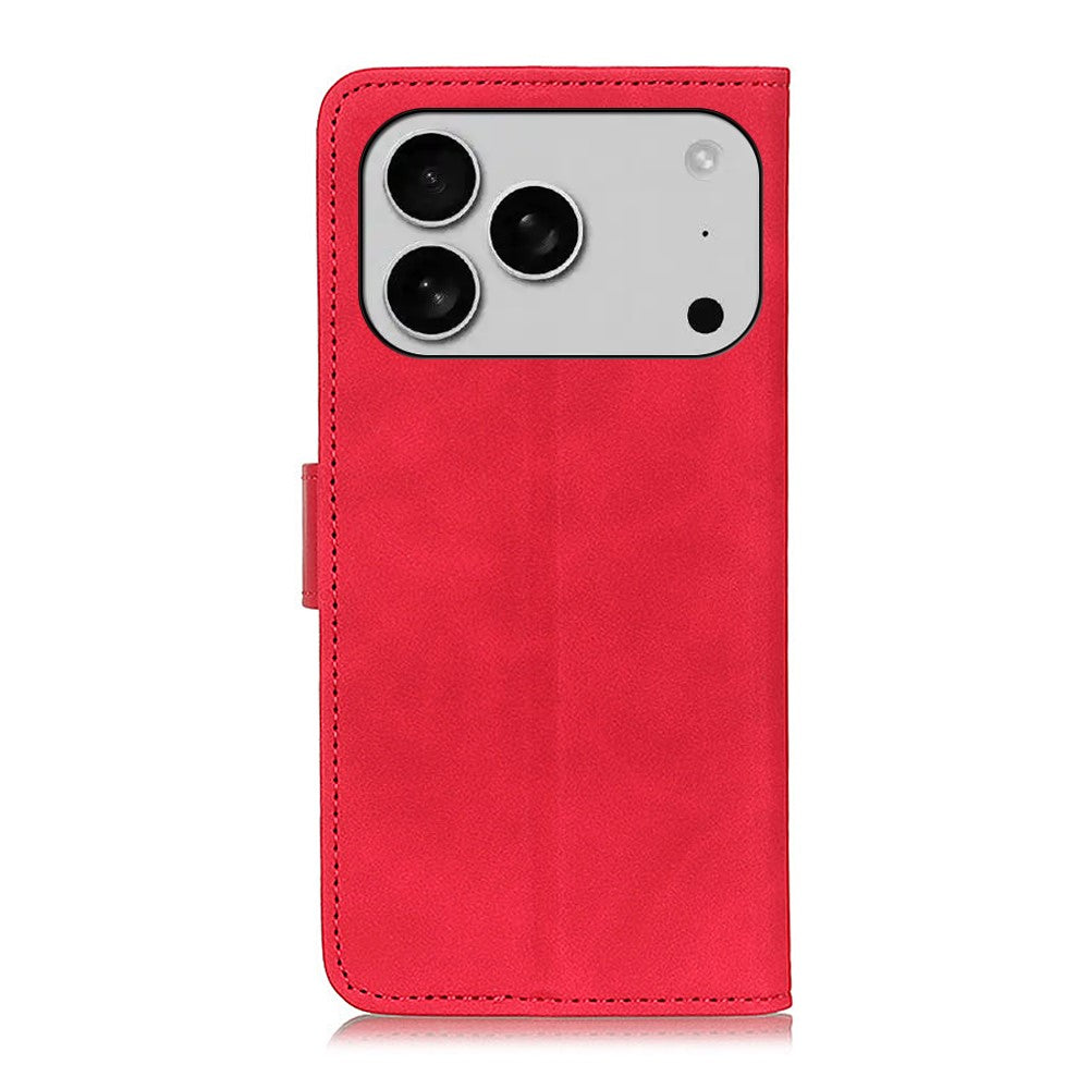 KHAZNEH For iPhone 17 Pro Max Case PU Leather Retro Texture Phone Cover - Red