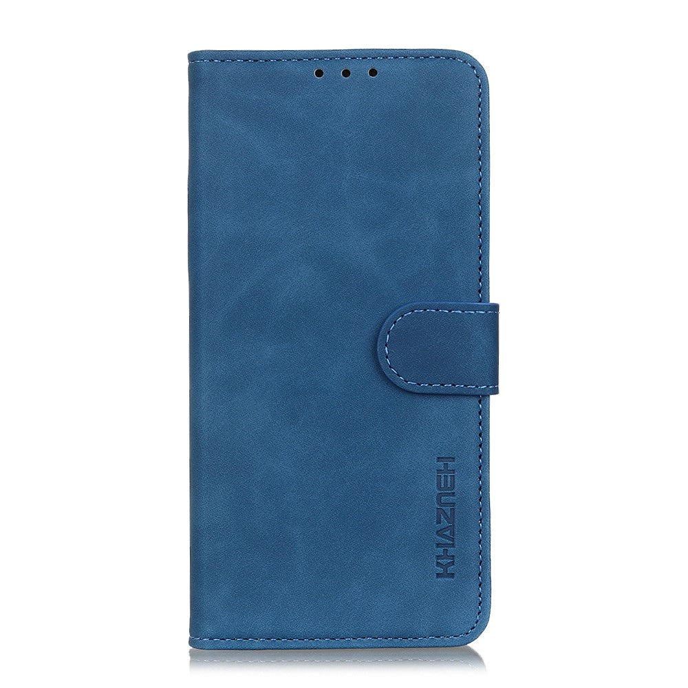 KHAZNEH For iPhone 17 Pro Max Case PU Leather Retro Texture Phone Cover - Blue