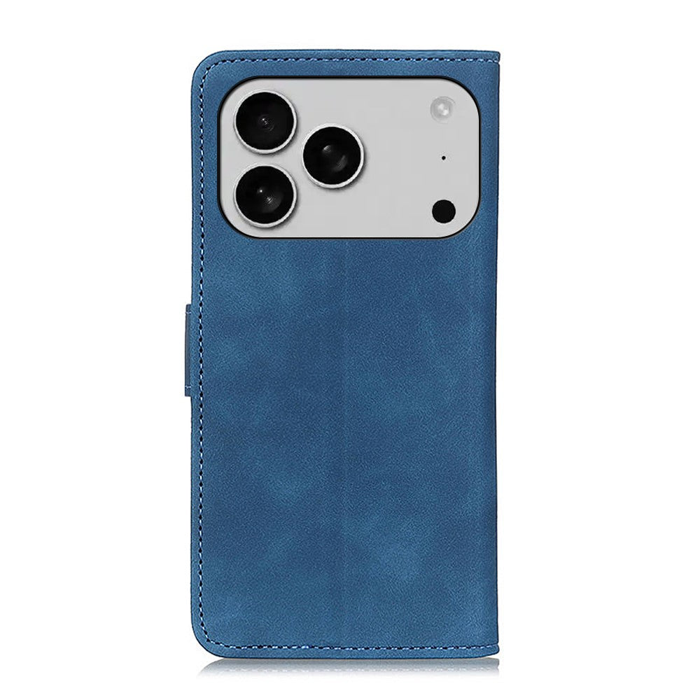 KHAZNEH For iPhone 17 Pro Max Case PU Leather Retro Texture Phone Cover - Blue