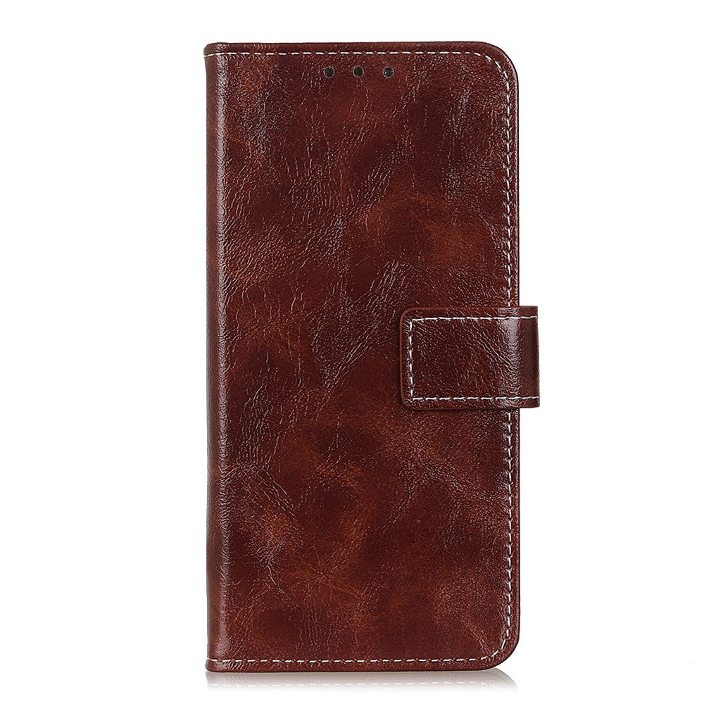 For iPhone 17 Pro Max Case Wallet Leather Phone Cover Crazy Horse Texture - Brown