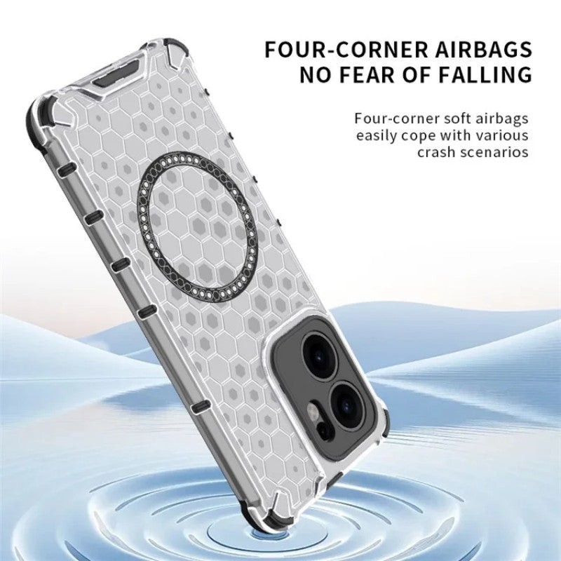 For Oppo Reno13 F 5G Case Compatible with MagSafe WANLONFENG FC Series TPU + PC Phone Cover with Tempered Glass - Transparent