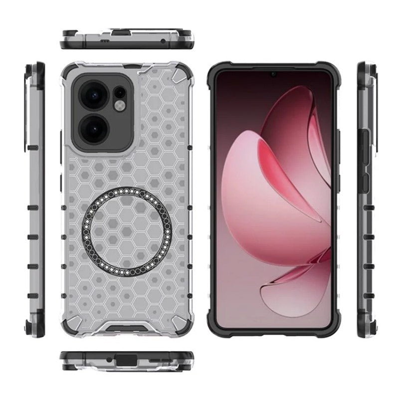 For Oppo Reno13 F 5G Case Compatible with MagSafe WANLONFENG FC Series TPU + PC Phone Cover with Tempered Glass - Transparent