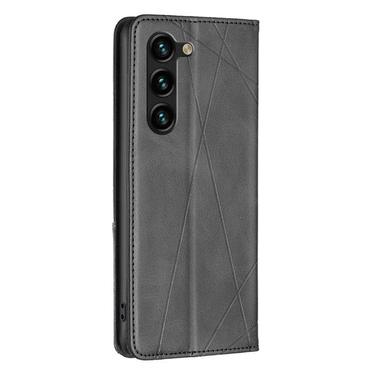 For Samsung Galaxy S23+ BF Imprinting Pattern Series-1 Geometric Imprinted PU Leather Full Protection Cover Magnetic Auto-absorbed Card Holder Phone Stand Case - Black