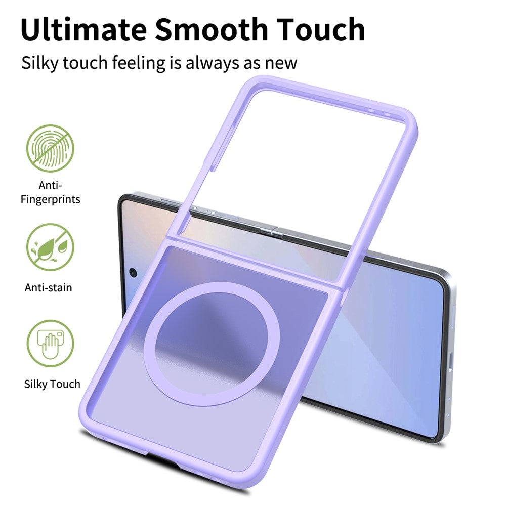 For Samsung Galaxy Z Flip7 5G Case Compatible with MagSafe TPU Frame Acrylic Back Phone Cover Skin Touch - Purple