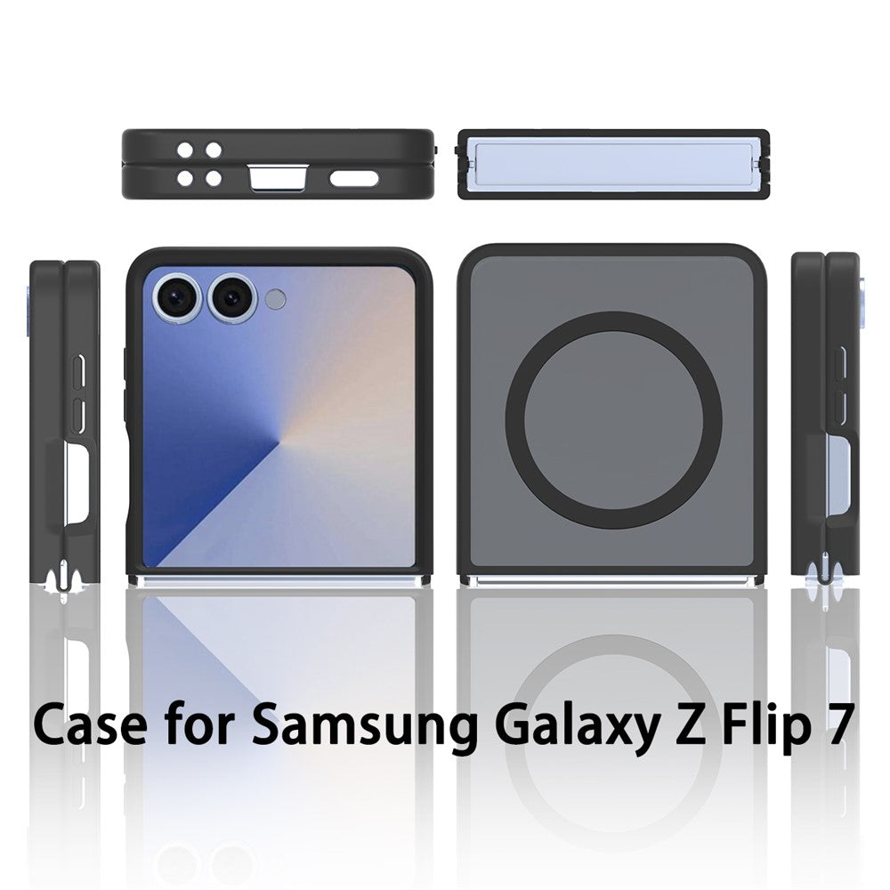 For Samsung Galaxy Z Flip7 5G Case Compatible with MagSafe TPU Frame Acrylic Back Phone Cover Skin Touch - Purple
