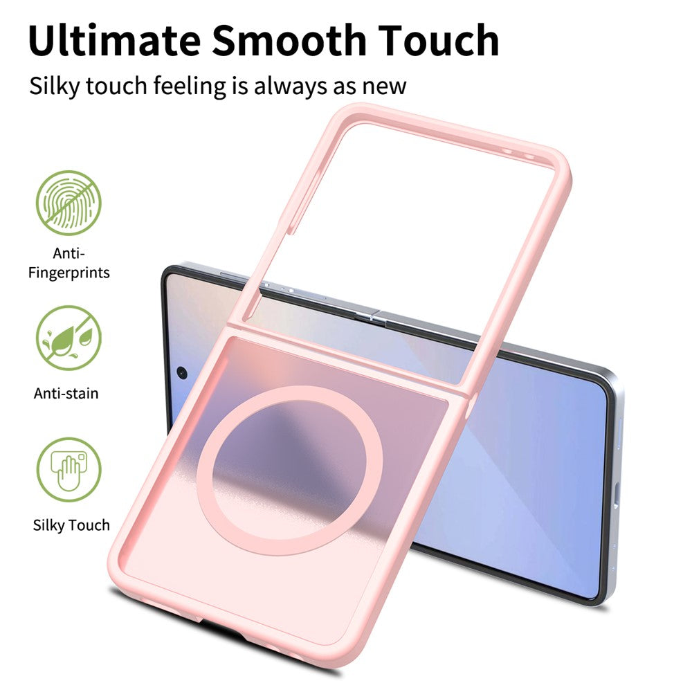 For Samsung Galaxy Z Flip7 5G Case Compatible with MagSafe TPU Frame Acrylic Back Phone Cover Skin Touch - Pink