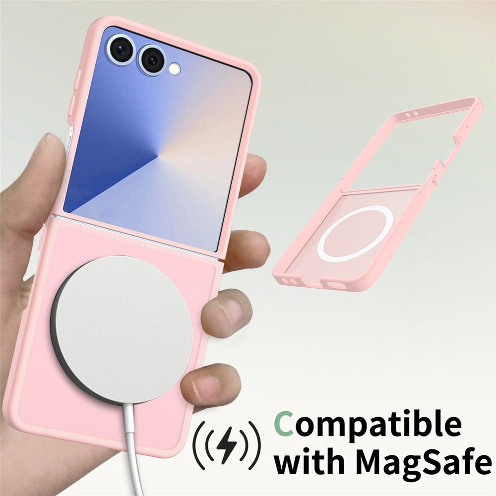 For Samsung Galaxy Z Flip7 5G Case Compatible with MagSafe TPU Frame Acrylic Back Phone Cover Skin Touch - Pink