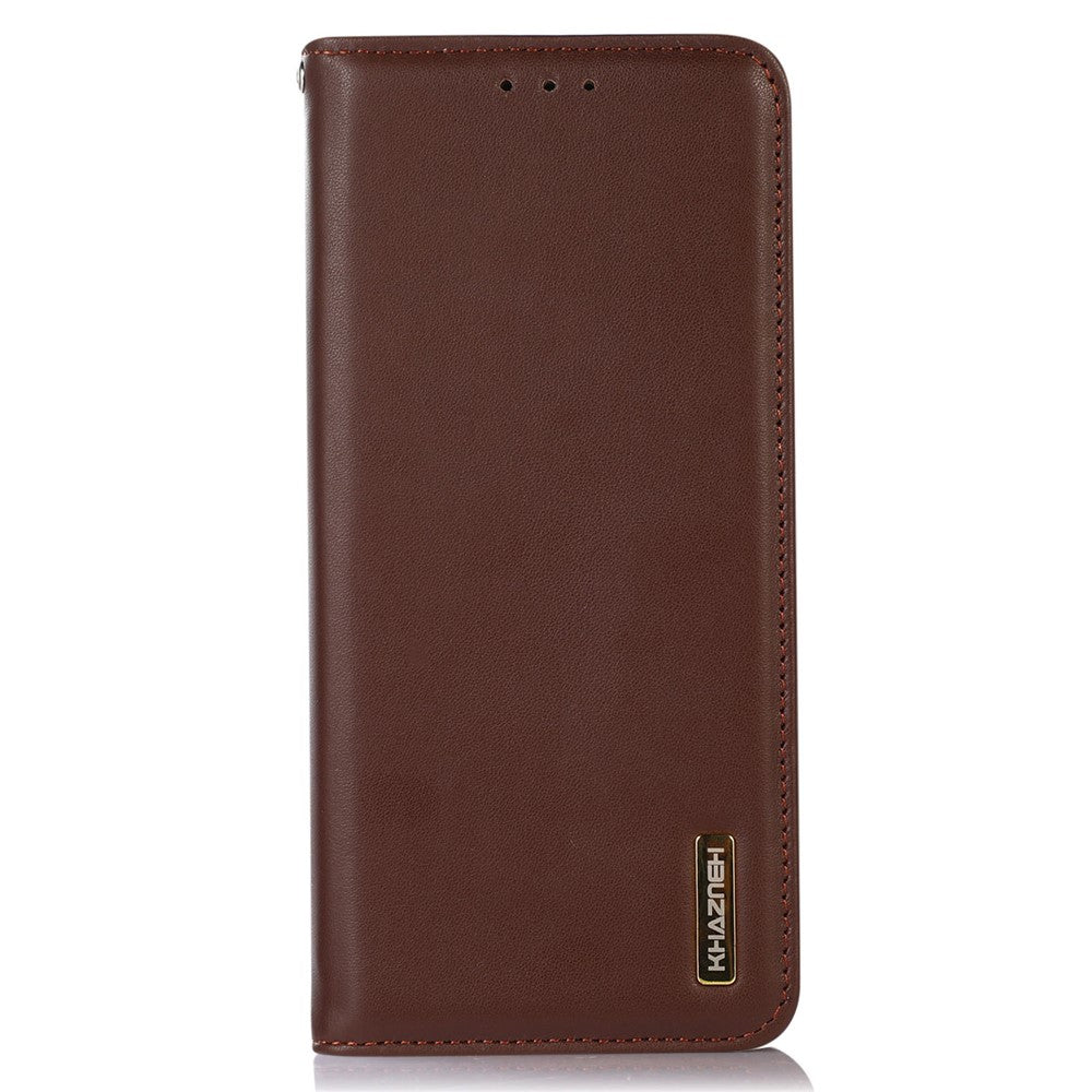KHAZNEH For iPhone 17 Pro Max Case Wallet Genuine Cow Leather Phone Cover Nappa Texture - Brown