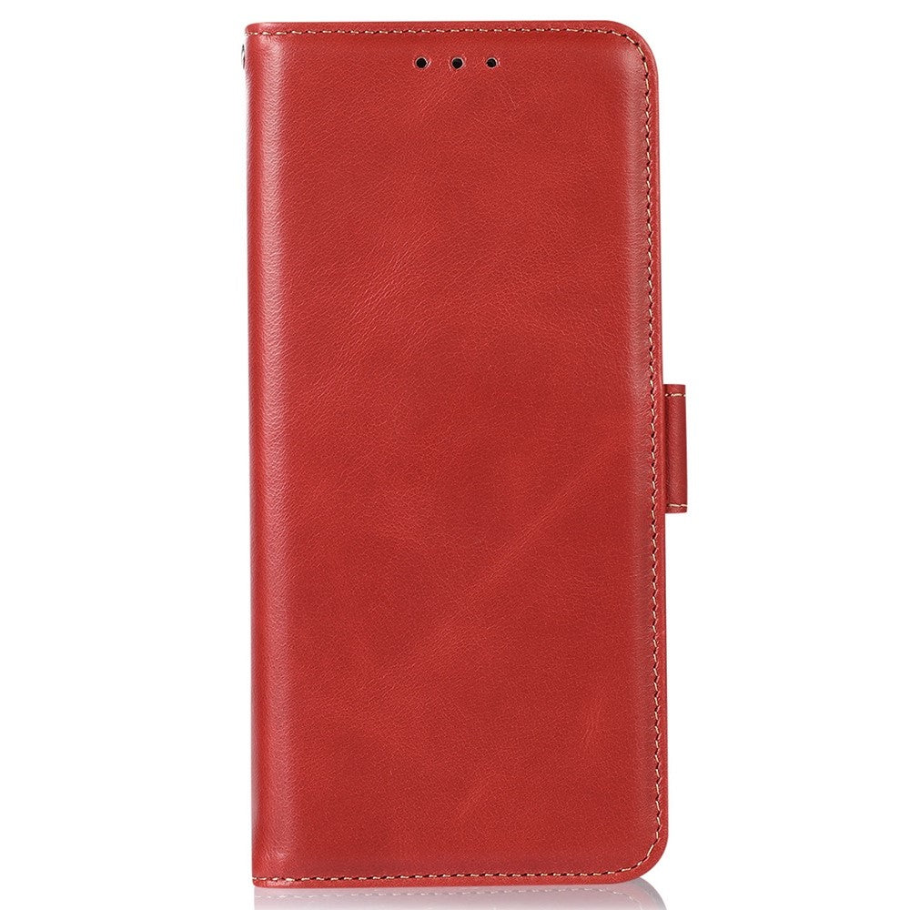 For iPhone 17 Pro Max Case RFID Blocking Genuine Cow Leather Wallet Phone Cover - Red