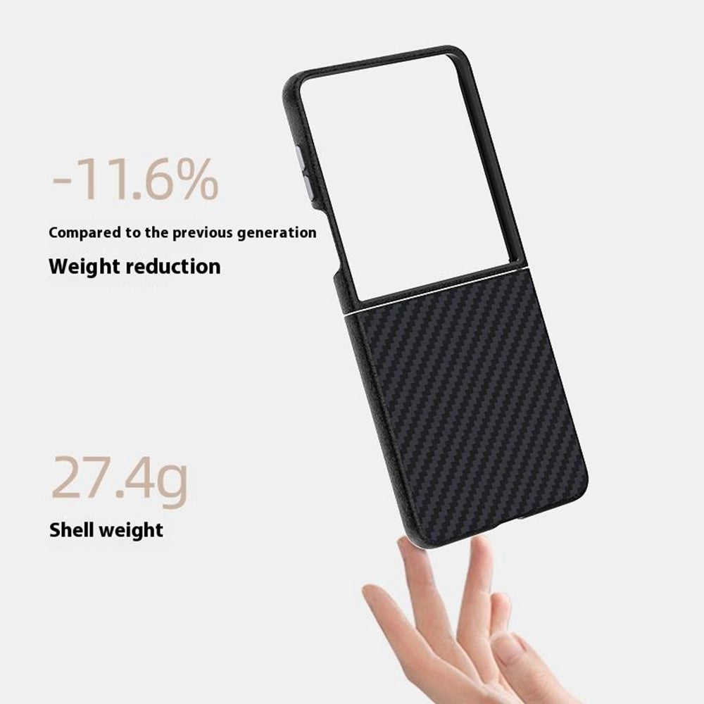 ABEEL For Samsung Galaxy Z Flip7 5G Case Compatible with MagSafe Carbon Fiber Texture Back Cover - Black / Blue