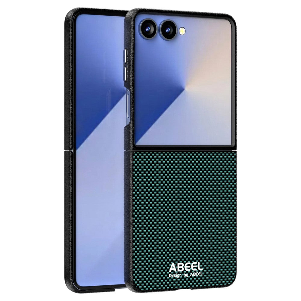 ABEEL For Samsung Galaxy Z Flip7 5G Case Compatible with MagSafe Printed PC Aluminum Alloy Leather Phone Cover - Green